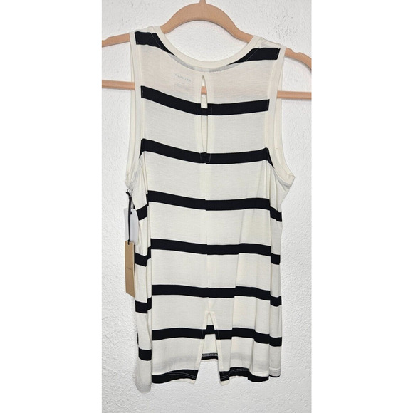 Halogen Tank Top Womens XS White Black Striped Rayon Spandex Nautical Soft NWT - Picture 3 of 9